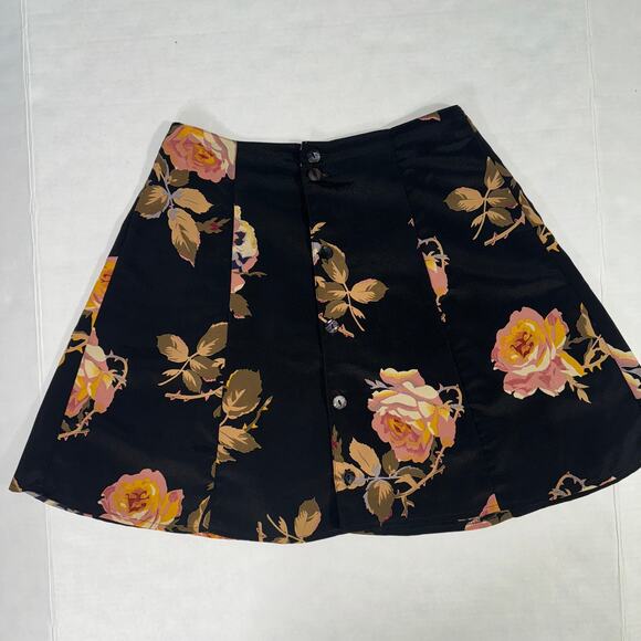 Vintage 90s Floral Mini Skirt XS Dark romantic Grunge Whimisgoth Indie Boho - Picture 3 of 11